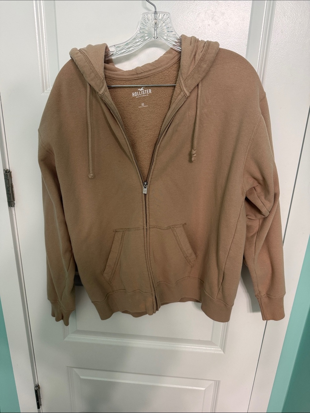 Hollister Tan/Brown Full-Zip Hoodie